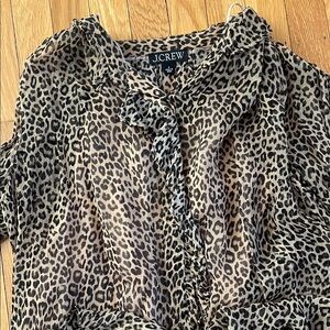 J. Crew Animal Print Blouse - Black and Tan